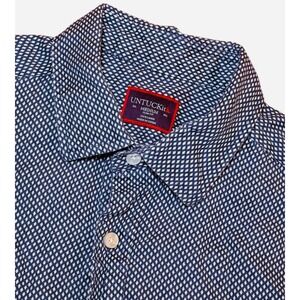 UNTUCKit Cadalso Shirt Mens M Slim Fit Linen Short Sleeve Button Down Geometric